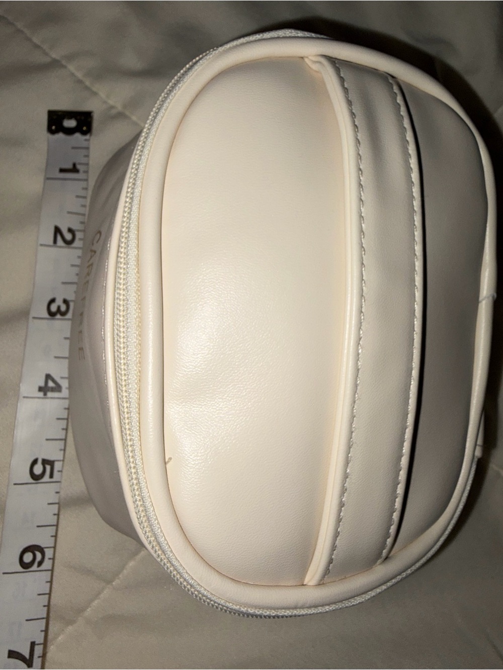 Cream Travel Cosmetic Bag with Mesh Organizer - Picture 8 of 9